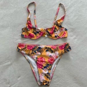 ASOS Floral Mustard Bikini Set Size US 6